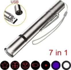 Laserpen - Oplaadbaar Met USB - Rode Laser - RVS Zilver - UV - Zaklamp - LED - Kat - Katten Speeltjes - Kattenspeelgoed - 7 Verschillende Standen -Winkel Voor Kattenbenodigdheden 1200x1185 13