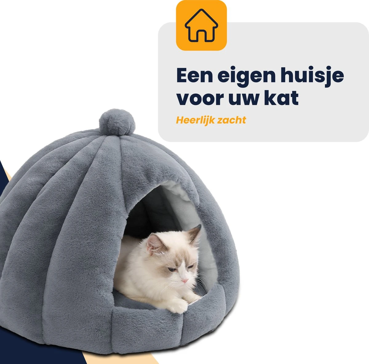 MIRO Katten Huis - Kattenhuizen - Kattenhok - Kattenmand - Dierenhuis - Extra Zacht - Grijs 6 MIRO Katten Huis - Kattenhuizen - Kattenhok - Kattenmand - Dierenhuis - Extra Zacht - Grijs - Afbeelding 5