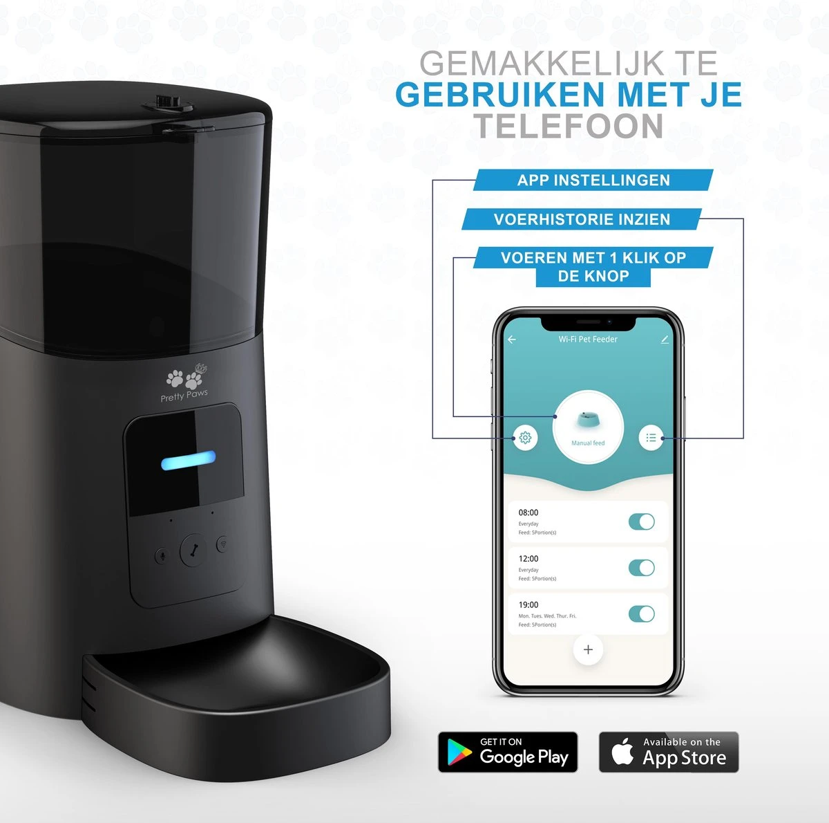 Pretty Paws PP005 Wifi Voerautomaat Zwart - Automatische Voerbak - Slimme Voerautomaat Met App - Instelbaar Voedingsschema - WIFI 4 Pretty Paws PP005 Wifi Voerautomaat Zwart - Automatische Voerbak - Slimme Voerautomaat Met App - Instelbaar Voedingsschema - WIFI - Afbeelding 2