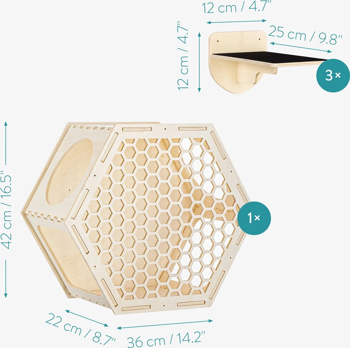 Navaris Katten Klimwand 4-delige Set - Katten Klimmuur Voor Binnenshuis - Kattenmeubel Met Wandmontage - Met Drie Plankjes Voor Meer Klimplezier 4 Navaris Katten Klimwand 4-delige Set - Katten Klimmuur Voor Binnenshuis - Kattenmeubel Met Wandmontage - Met Drie Plankjes Voor Meer Klimplezier - Afbeelding 2