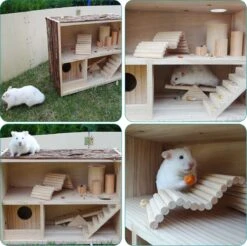 Navaris Houten Hamsterhuis - Speelhut Voor Hamsters, Kleine Knaagdieren, Gerbils, Muizen - Schuilplaats Op Twee Etages Voor Hamster, Cavia, Muis -Winkel Voor Kattenbenodigdheden 1200x1196 2
