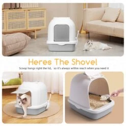 Nobleza ZSW - Kattenbak Met Kattenbakschep - 54x41x45 Cm - Grijs- L -Winkel Voor Kattenbenodigdheden 1200x1196 8