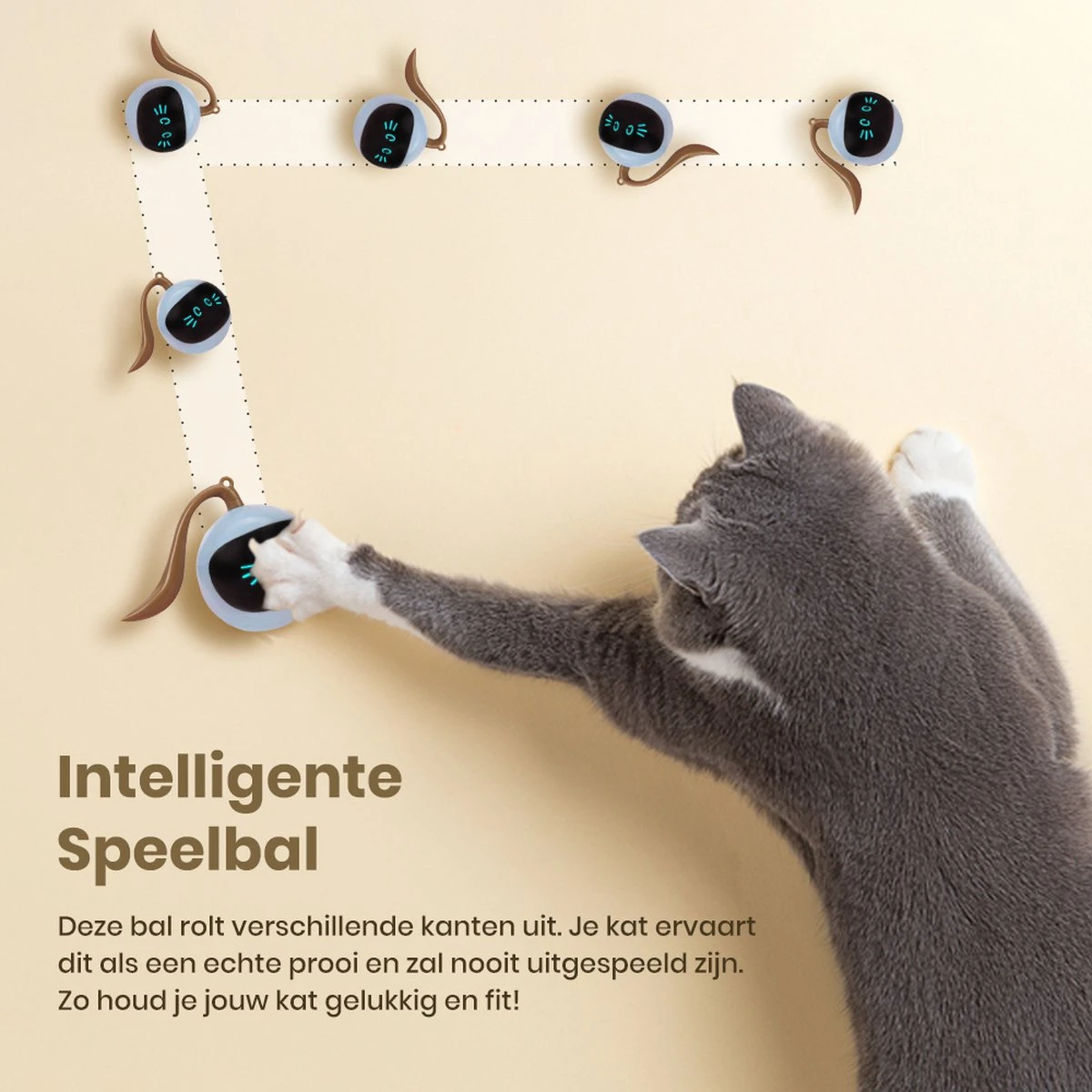 Otiume Interactieve Speelbal - Slimme Interactieve Jaag Speeltje Voor Katten - Kattenspeeltjes - Intelligente Jaagbal - AI -USB Oplaadbaar - LED - Blauw 8 Otiume Interactieve Speelbal - Slimme Interactieve Jaag Speeltje Voor Katten - Kattenspeeltjes - Intelligente Jaagbal - AI -USB Oplaadbaar - LED - Blauw - Afbeelding 6
