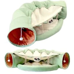 AYOO® Kattentunnel - Kattenmand - Kattenbed - Kattenkussen - Kattenhuis - Speeltunnel Kat - Kattentunnel Met Kattenmand - Poezenmand - Konijnentunnel - Groen
