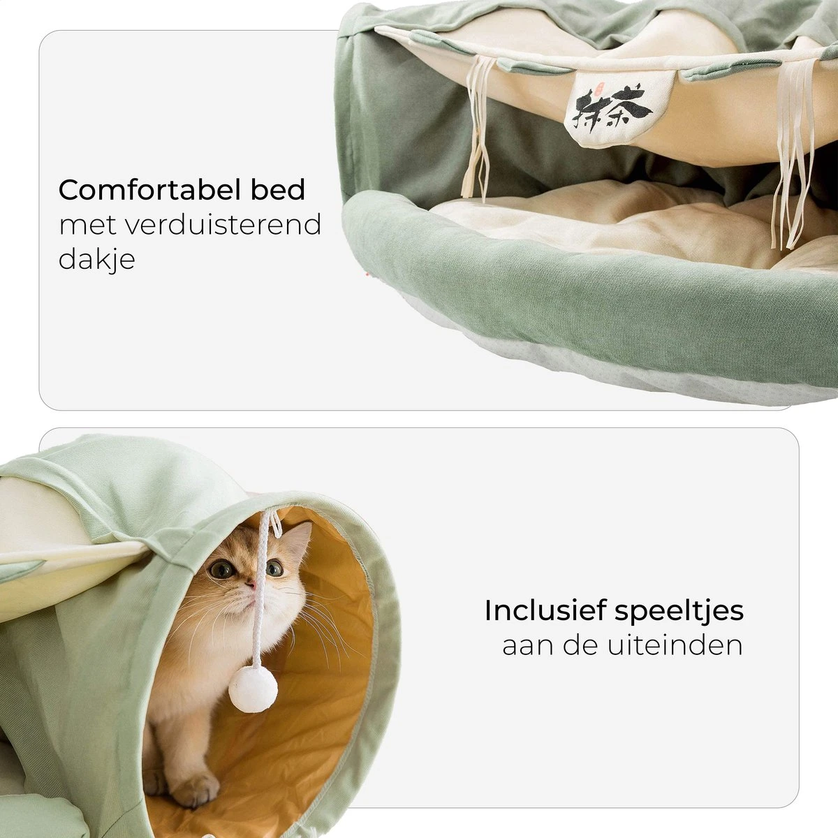 AYOO® Kattentunnel - Kattenmand - Kattenbed - Kattenkussen - Kattenhuis - Speeltunnel Kat - Kattentunnel Met Kattenmand - Poezenmand - Konijnentunnel - Groen 5 AYOO® Kattentunnel - Kattenmand - Kattenbed - Kattenkussen - Kattenhuis - Speeltunnel Kat - Kattentunnel Met Kattenmand - Poezenmand - Konijnentunnel - Groen - Afbeelding 3