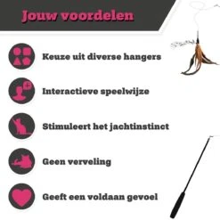 Make Me Purr Kattenhengel Met 5 Hangers (Zwart) - Speelgoed Hengel Voor Katten - Kat Speelhengel Met Veren - Kitten Kattenplager Met Veer - Kattenspeelgoed - Kattenspeeltjes -Winkel Voor Kattenbenodigdheden 1200x1200 1198