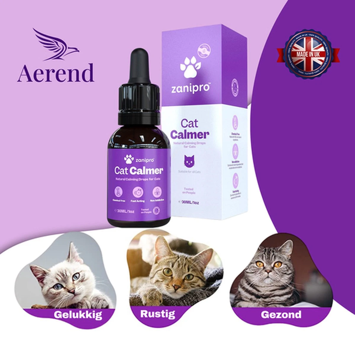 Aerend - Kalmerende Druppels Voor Katten - Anti-stress - Zanipro® 30ml - 100% Natuurlijk Uit Het Verenigd Koninkrijk - Met Ashwagandha & Valeriaan - No Stress Druppels Om Gedragsproblemen Te Verlichten - Voor Thuis En Onderweg 6 Aerend - Kalmerende Druppels Voor Katten - Anti-stress - Zanipro® 30ml - 100% Natuurlijk Uit Het Verenigd Koninkrijk - Met Ashwagandha & Valeriaan - No Stress Druppels Om Gedragsproblemen Te Verlichten - Voor Thuis En Onderweg - Afbeelding 4