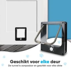 BFreshPets Kattenluik + Massageborstel - Met Tunnel - 4 Vergrendelingsstanden - Weersbestendig - Maat L - Zwart - 27 X 24 Cm -Winkel Voor Kattenbenodigdheden 1200x1200 422