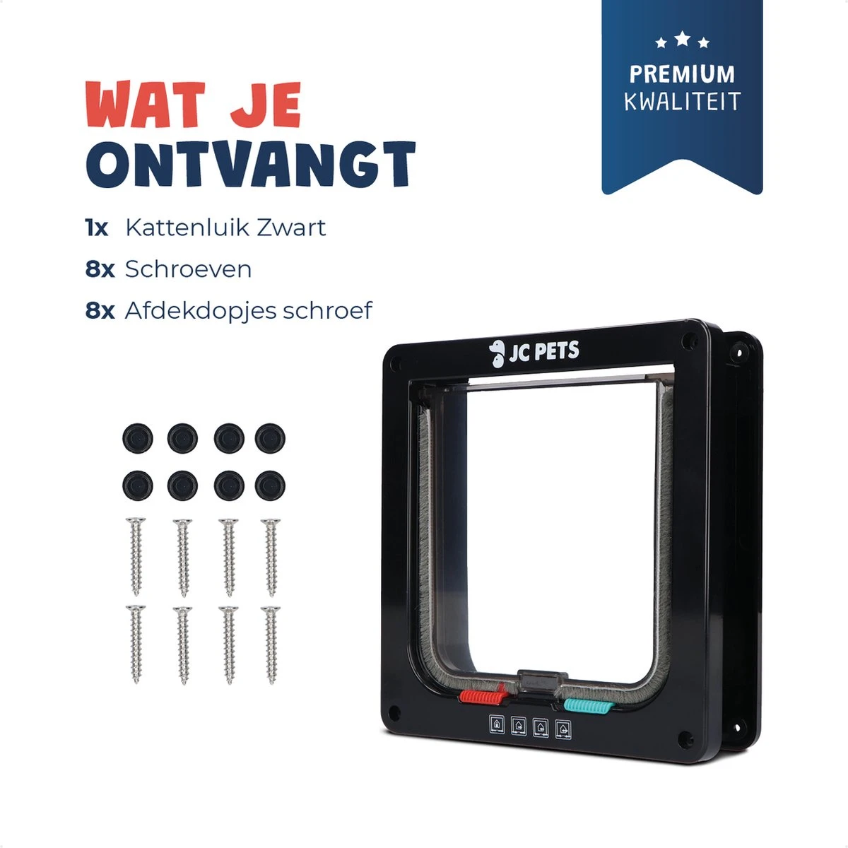 JC Pets Premium Kattenluik - Inclusief Tunnel - 4 Vergrendelingsstanden - Zwart - 20 X 19 X 5.5 Cm - Waterdicht 4 JC Pets Premium Kattenluik - Inclusief Tunnel - 4 Vergrendelingsstanden - Zwart - 20 X 19 X 5.5 Cm - Waterdicht - Afbeelding 2