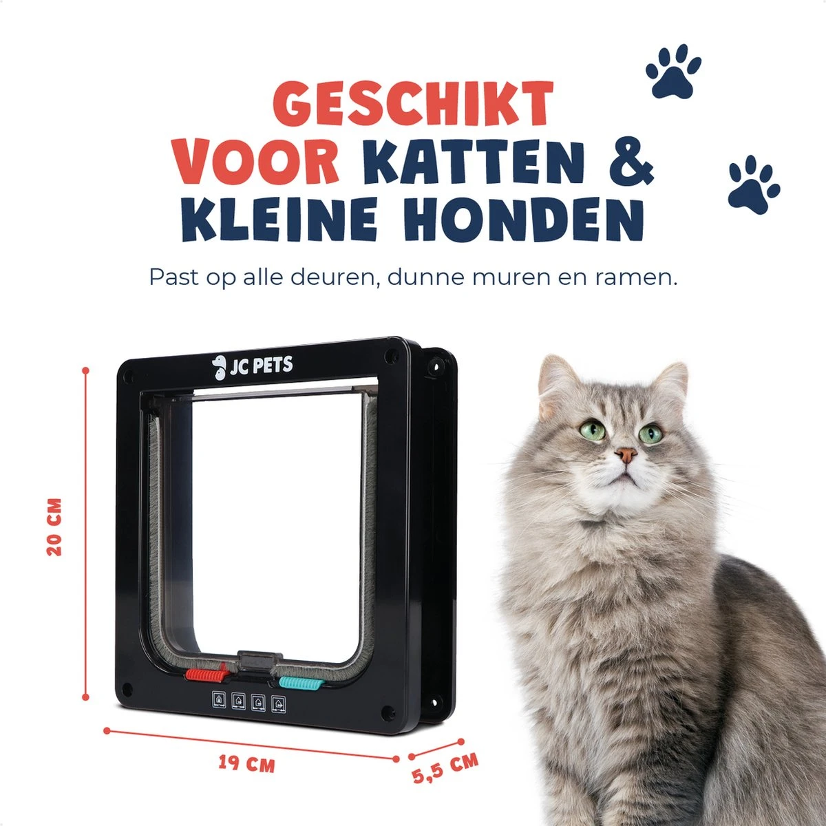 JC Pets Premium Kattenluik - Inclusief Tunnel - 4 Vergrendelingsstanden - Zwart - 20 X 19 X 5.5 Cm - Waterdicht 6 JC Pets Premium Kattenluik - Inclusief Tunnel - 4 Vergrendelingsstanden - Zwart - 20 X 19 X 5.5 Cm - Waterdicht - Afbeelding 4