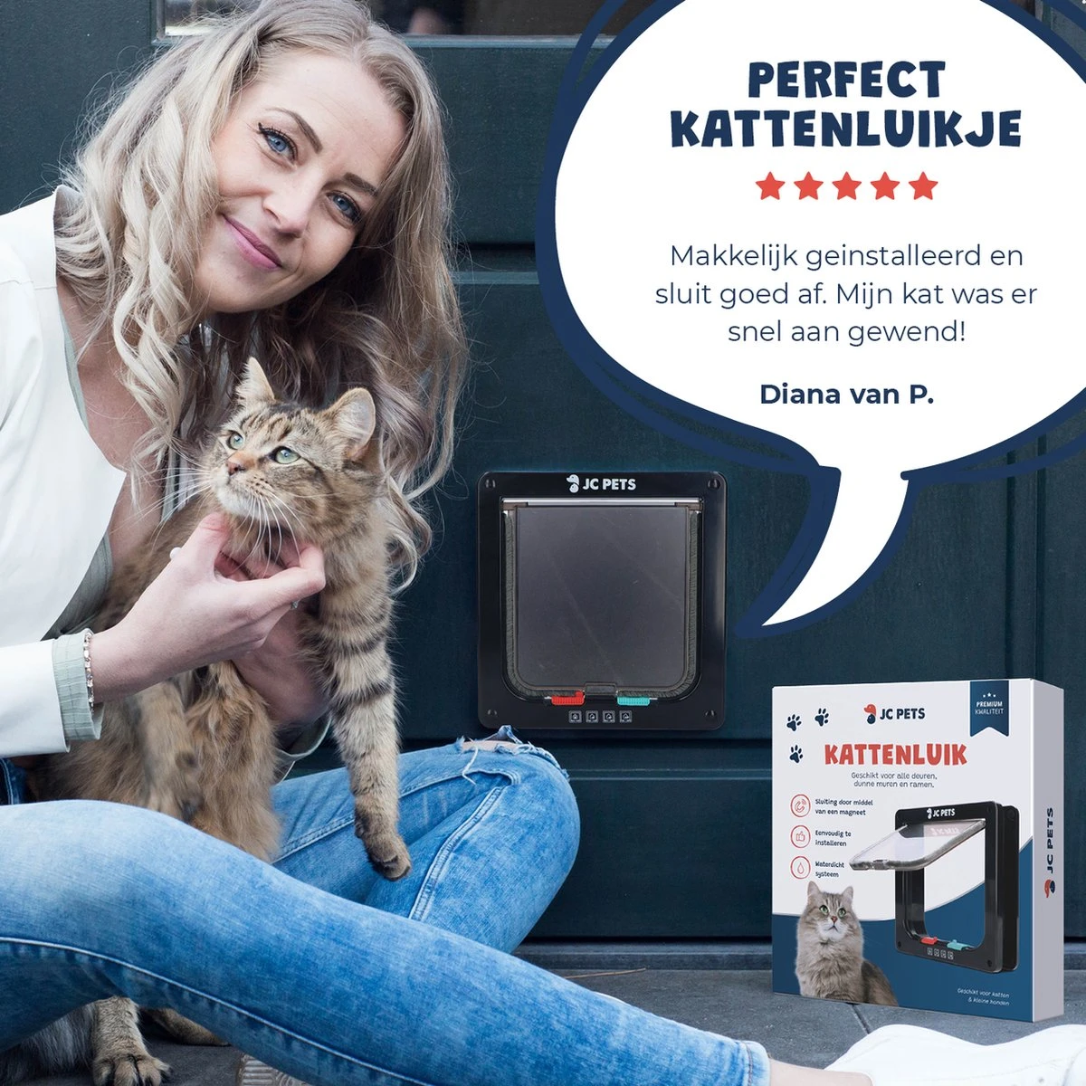 JC Pets Premium Kattenluik - Inclusief Tunnel - 4 Vergrendelingsstanden - Zwart - 20 X 19 X 5.5 Cm - Waterdicht 12 JC Pets Premium Kattenluik - Inclusief Tunnel - 4 Vergrendelingsstanden - Zwart - 20 X 19 X 5.5 Cm - Waterdicht - Afbeelding 10