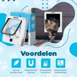 Skipoo Kattenluik Met Tunnel - Weerbestendig - Grote Kat - 4 Vergrendelingsstanden - Wit -Winkel Voor Kattenbenodigdheden 1200x1200 460