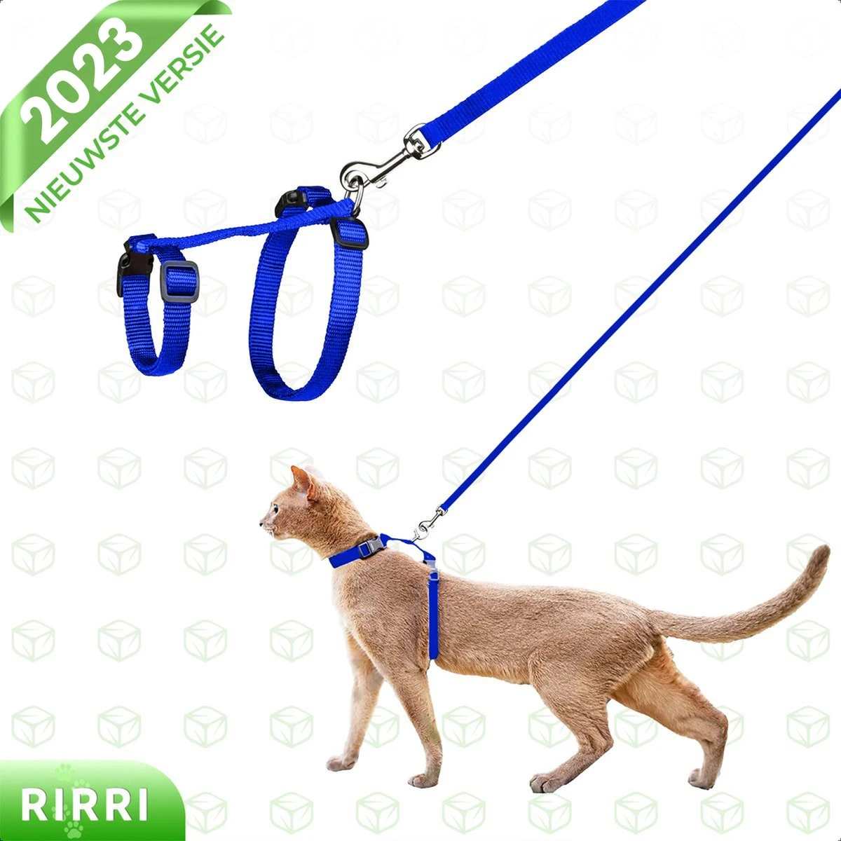 Rirri Kattenharnas Met Looplijn - Kattentuigje Met Looplijn Hoogwaardige Kwaliteit - Blauw 3 Rirri Kattenharnas Met Looplijn - Kattentuigje Met Looplijn Hoogwaardige Kwaliteit - Blauw