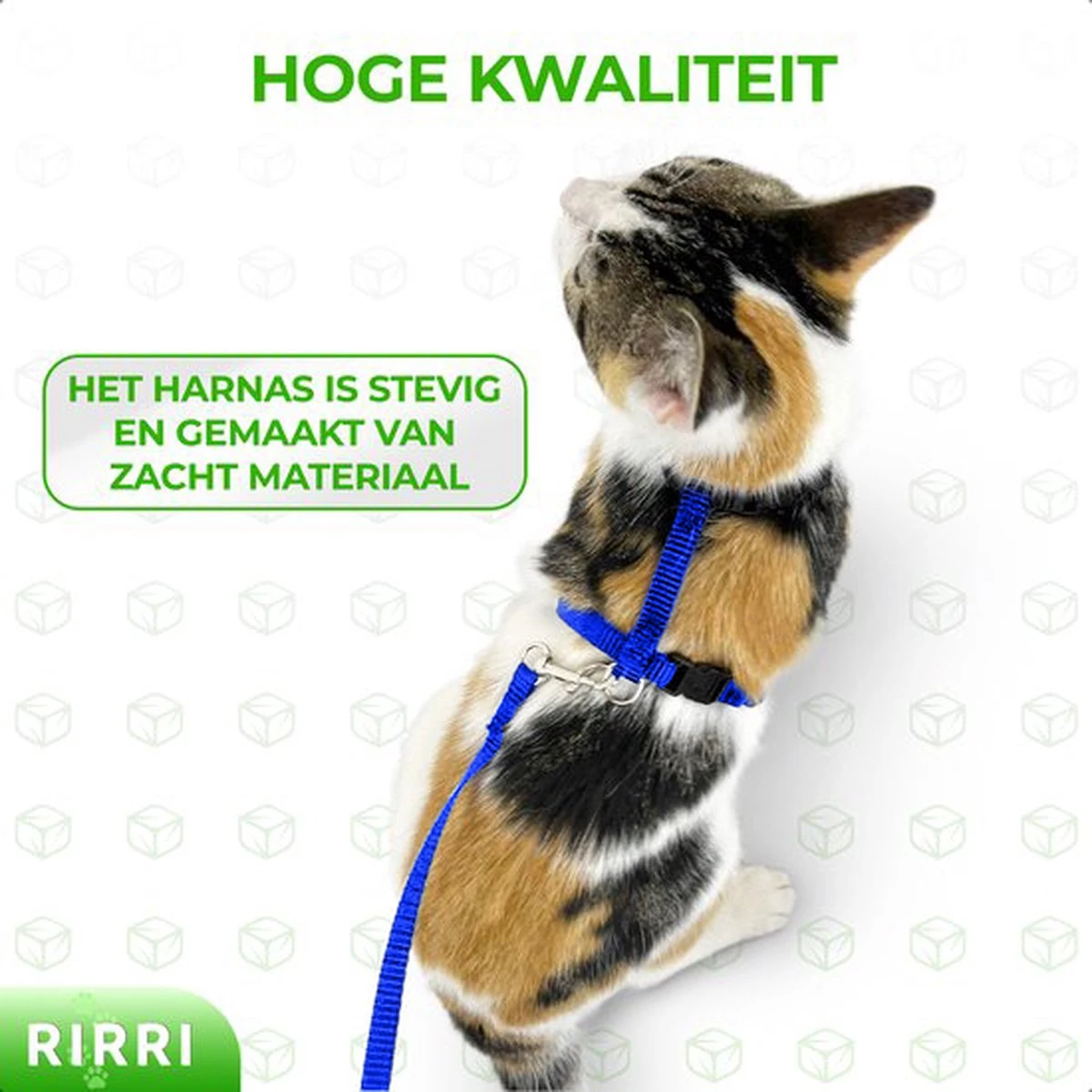 Rirri Kattenharnas Met Looplijn - Kattentuigje Met Looplijn Hoogwaardige Kwaliteit - Blauw 5 Rirri Kattenharnas Met Looplijn - Kattentuigje Met Looplijn Hoogwaardige Kwaliteit - Blauw - Afbeelding 3