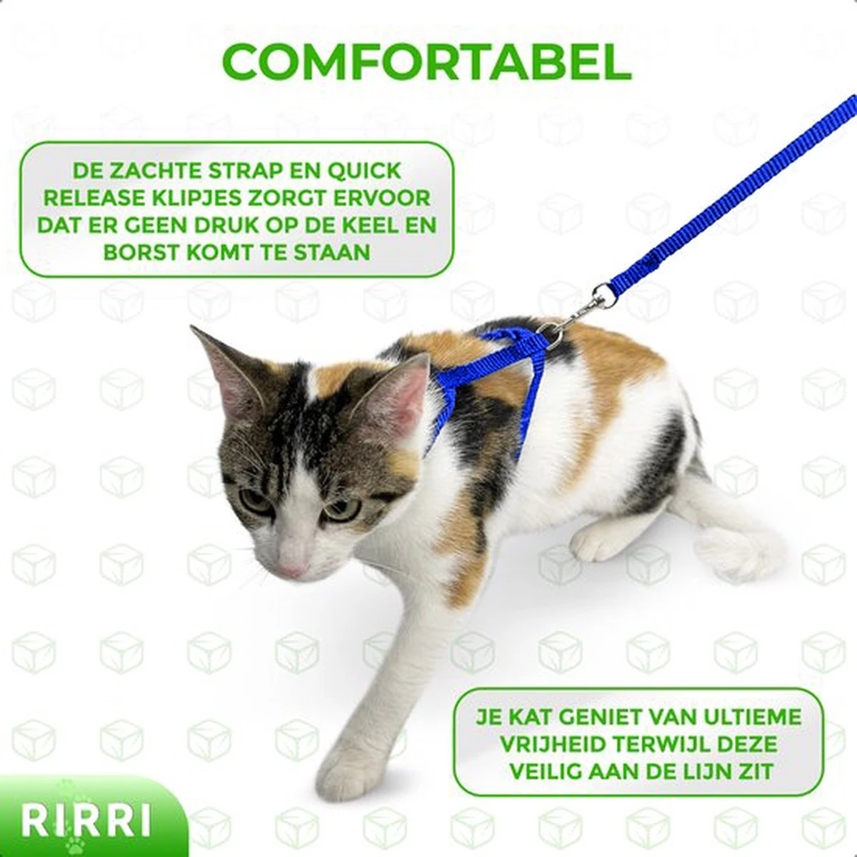 Rirri Kattenharnas Met Looplijn - Kattentuigje Met Looplijn Hoogwaardige Kwaliteit - Blauw 8 Rirri Kattenharnas Met Looplijn - Kattentuigje Met Looplijn Hoogwaardige Kwaliteit - Blauw - Afbeelding 6
