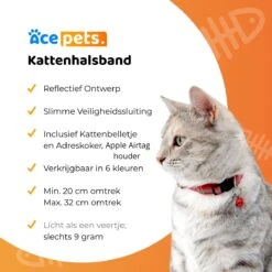 ACE Pets Reflecterende Kattenhalsband Met Veiligheidssluiting – Halsband Kat & Kitten - Met Adreskoker - Kittenhalsband & Kattenbandje Met Belletje - Geschikt Voor Apple Airtag - Zwart 16 ACE Pets Reflecterende Kattenhalsband Met Veiligheidssluiting – Halsband Kat & Kitten - Met Adreskoker - Kittenhalsband & Kattenbandje Met Belletje - Geschikt Voor Apple Airtag - Zwart -Winkel Voor Kattenbenodigdheden 1200x1200 555