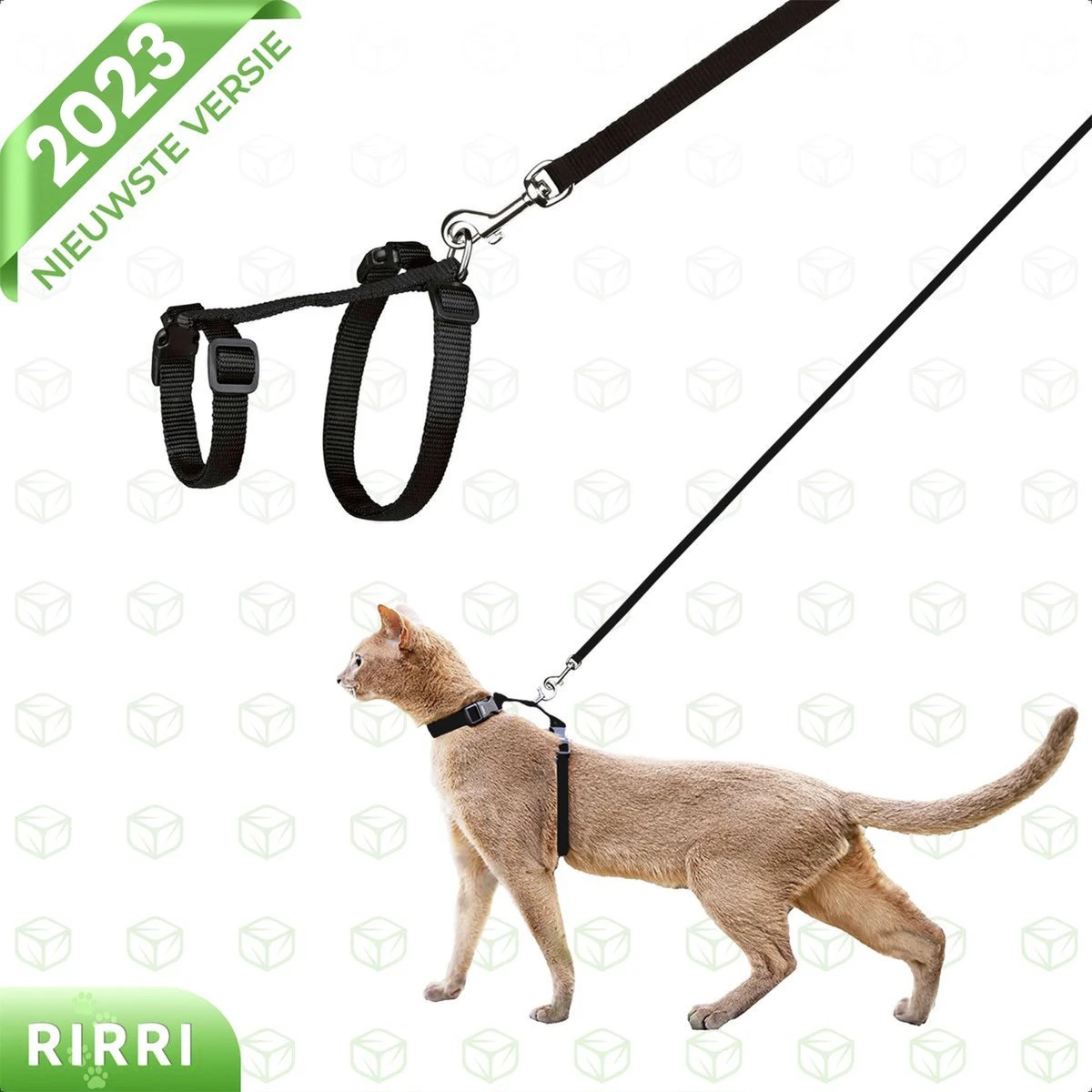 Rirri Kattenharnas Met Looplijn - Kattentuigje Met Looplijn Hoogwaardige Kwaliteit - Zwart 3 Rirri Kattenharnas Met Looplijn - Kattentuigje Met Looplijn Hoogwaardige Kwaliteit - Zwart