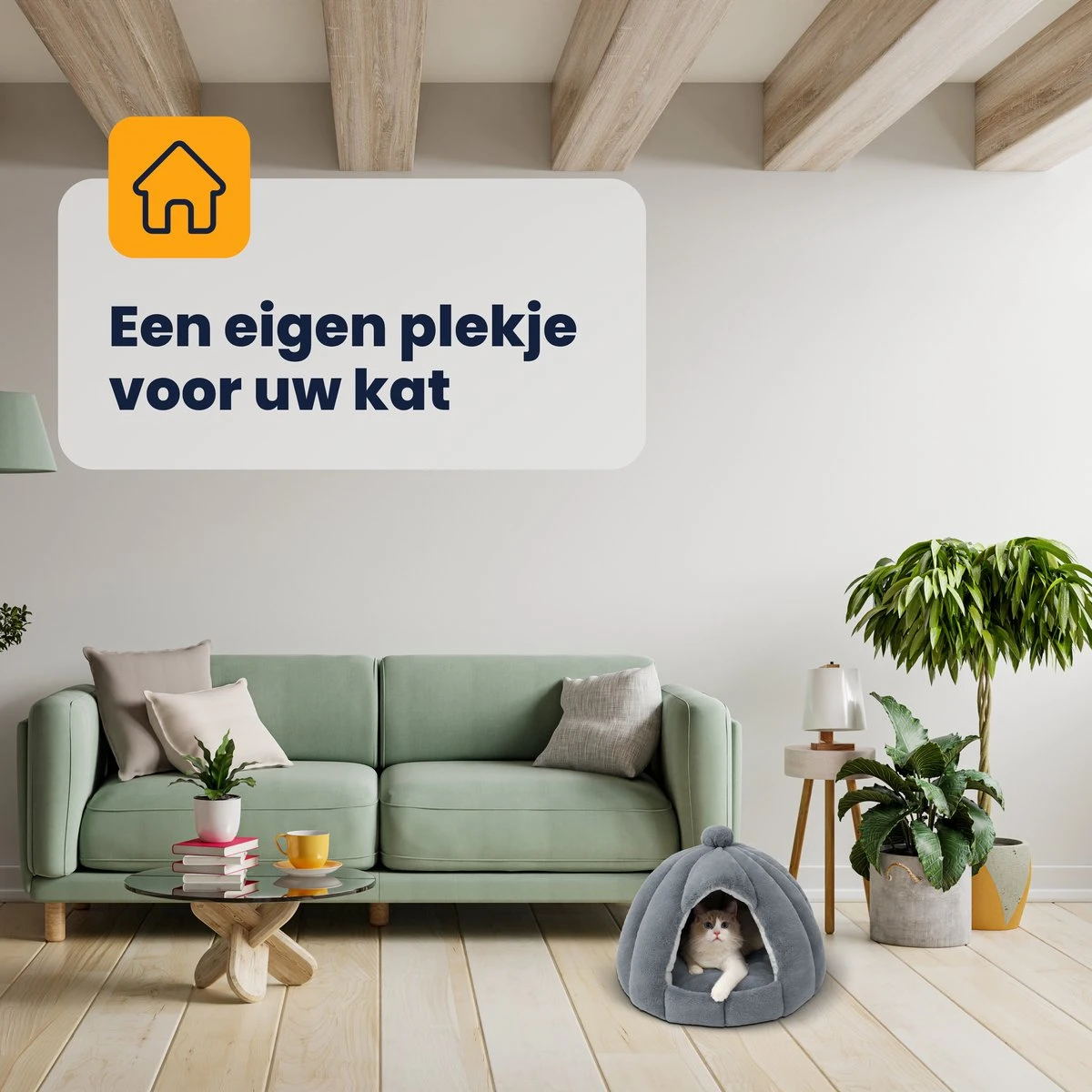 MIRO Katten Huis - Kattenhuizen - Kattenhok - Kattenmand - Dierenhuis - Extra Zacht - Grijs 7 MIRO Katten Huis - Kattenhuizen - Kattenhok - Kattenmand - Dierenhuis - Extra Zacht - Grijs - Afbeelding 6