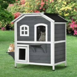 PawHut Kattenhuis Voor Buiten Kattenhut Met 2 Verdiepingen Kattenvilla, Asfaltdak, Massief Hout Grijs D30-236 23 PawHut Kattenhuis Voor Buiten Kattenhut Met 2 Verdiepingen Kattenvilla, Asfaltdak, Massief Hout Grijs D30-236 -Winkel Voor Kattenbenodigdheden 1200x1200 609