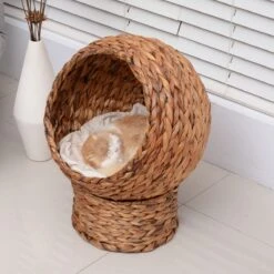 PawHut Kattenmand Rotan Kattennest Kattenbed Met Kussen Huisdierbed Bruin D30-104 -Winkel Voor Kattenbenodigdheden 1200x1200 729