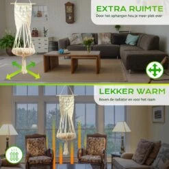 Qoods Kattenhangmat Macramé - Hangende Kattenmand Raam Of Radiator - Kattenbed - Poezenmand -Winkel Voor Kattenbenodigdheden 1200x1200 751