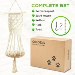 Qoods Kattenhangmat Macramé - Hangende Kattenmand Raam Of Radiator - Kattenbed - Poezenmand -Winkel Voor Kattenbenodigdheden 1200x1200 753