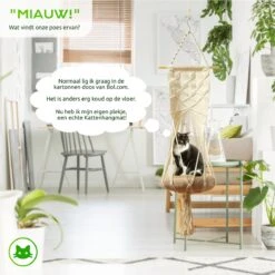 Qoods Kattenhangmat Macramé - Hangende Kattenmand Raam Of Radiator - Kattenbed - Poezenmand -Winkel Voor Kattenbenodigdheden 1200x1200 754