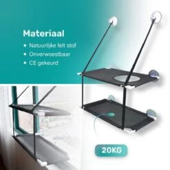 Raamhangmat - Dubbellaags - Met Zuignappen - 20kg Draag Gewicht - Kattenhangmat - Hangmat Kat - Kattenbed - Kattenkussen - Kattenbank - Kattenmand - Raam - Kattenhangmat Raam - Zwart - Radiator -Winkel Voor Kattenbenodigdheden 1200x1200 768