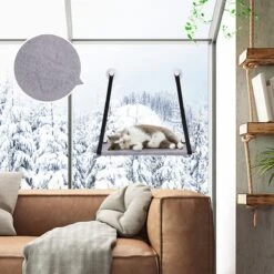 Nobleza 40AG6 - Kattenhangmat - Hangmat Kat - 60x32cm - Kattenhangmat Raam – Kattenbed - Kattenhangmand - Kattenkussen - Grijs -Winkel Voor Kattenbenodigdheden 1200x1200 771