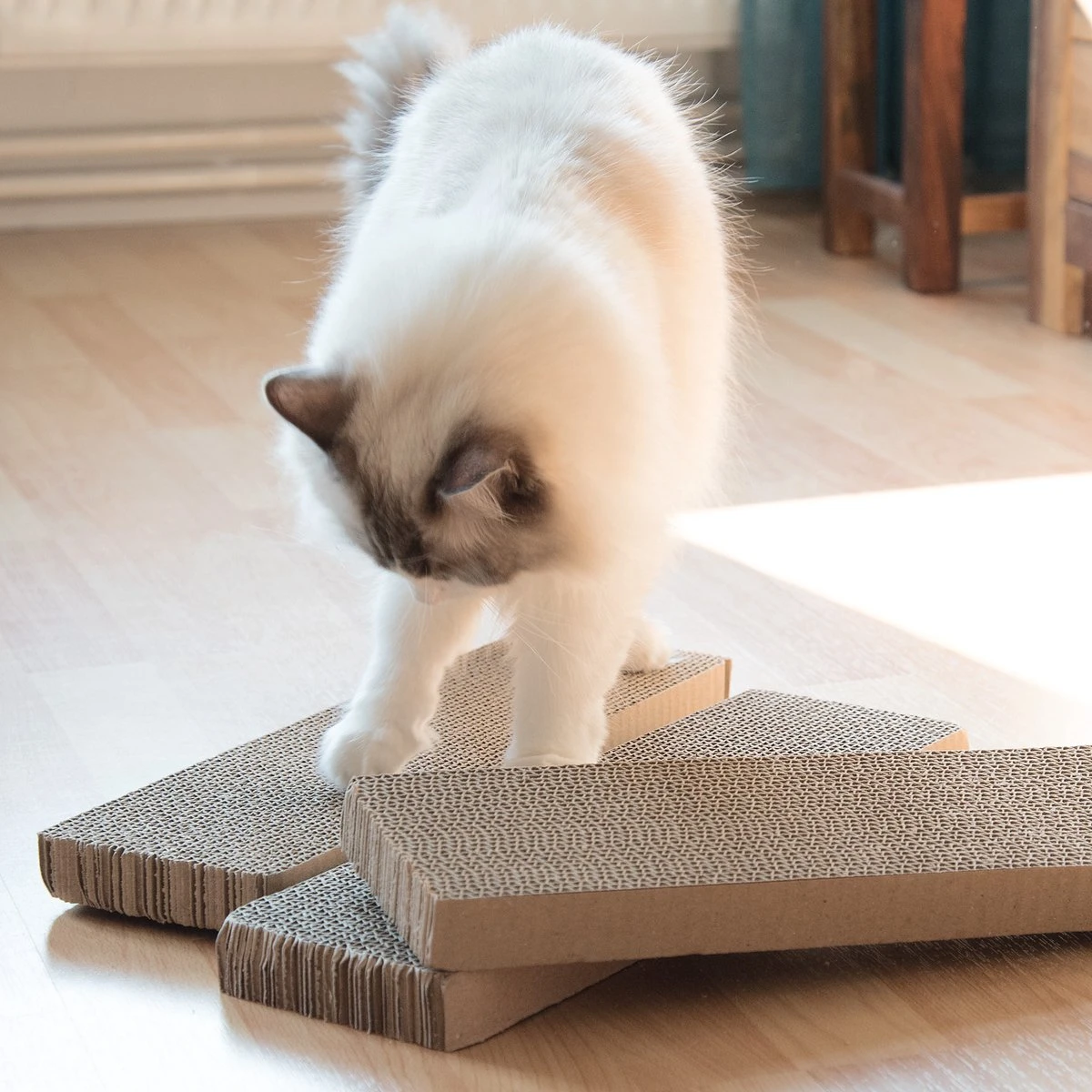 Navaris Kartonnen Krabplanken Voor Katten - Krabkarton Set Van 3 Stuks - 3 Krabmatten - Katten Karton Voor Ontspanning En Spelen 4 Navaris Kartonnen Krabplanken Voor Katten - Krabkarton Set Van 3 Stuks - 3 Krabmatten - Katten Karton Voor Ontspanning En Spelen - Afbeelding 2