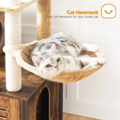 Signature Home Lola Krabpaal Met Kattenbak - Kattenbak Hangmat Mand Katten Huis - Kattenhuis Met Deur En Slot - Krabpalen Katten Huis - Kattenbakmeubel Verborgen - Alles-in-één Kattenspeelgoed Met Kattenhuis - Bruin - 70cm X 132cm X 48cm -Winkel Voor Kattenbenodigdheden 1200x1200 856