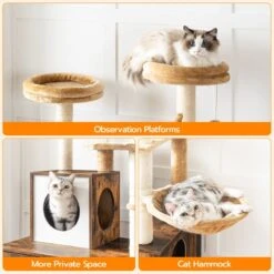 Signature Home Lola Krabpaal Met Kattenbak - Kattenbak Hangmat Mand Katten Huis - Kattenhuis Met Deur En Slot - Krabpalen Katten Huis - Kattenbakmeubel Verborgen - Alles-in-één Kattenspeelgoed Met Kattenhuis - Bruin - 70cm X 132cm X 48cm -Winkel Voor Kattenbenodigdheden 1200x1200 860