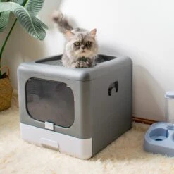 Kattenbak | 2 Ingangen | Opening Bovenkant En Onder | Inklapbaar | Grijs -Winkel Voor Kattenbenodigdheden 1200x1200 884