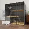 Merkloos XXL Premium Kattenkooi Met Kattenbak 2-laags Kattenkooien Voor Binnen - Grote Opvouwbare Kattenren - Kattenbench Kat Bench - Zwart Dierenverblijf -Winkel Voor Kattenbenodigdheden 1200x1200 900