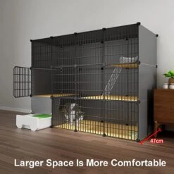 Merkloos XXL Premium Kattenkooi Met Kattenbak 2-laags Kattenkooien Voor Binnen - Grote Opvouwbare Kattenren - Kattenbench Kat Bench - Zwart Dierenverblijf -Winkel Voor Kattenbenodigdheden 1200x1200 903