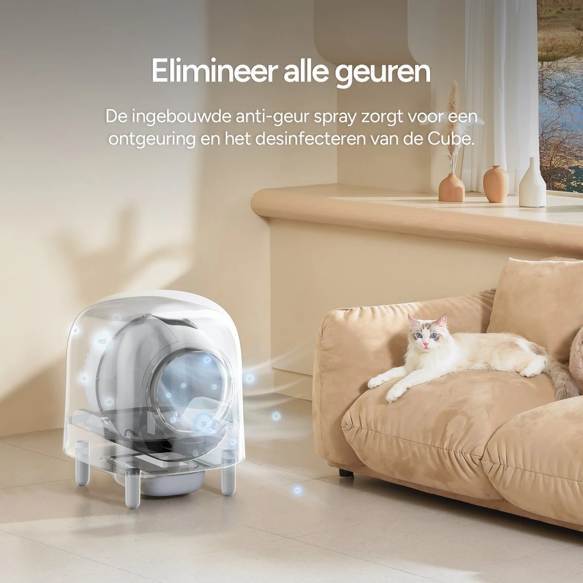 Petree Cube - Zelfreinigende Kattenbak - Automatisch - Bedienen Via De App - Katten - Anti-geur - 60 X 52 X 64 Cm 6 Petree Cube - Zelfreinigende Kattenbak - Automatisch - Bedienen Via De App - Katten - Anti-geur - 60 X 52 X 64 Cm - Afbeelding 4