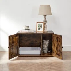 Meubelexpert Kattenhuis Voor Kattenbak - Met Deuren - Vintage - Bruinzwart - PCL002X02 -Winkel Voor Kattenbenodigdheden 1200x1200 947