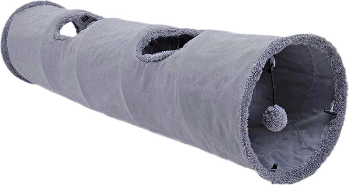 Fuzly Kattentunnel - Speeltunnel - Antraciet - Extra Stevig - Suede - 130cm X 30cm - Large 3 Fuzly Kattentunnel - Speeltunnel - Antraciet - Extra Stevig - Suede - 130cm X 30cm - Large
