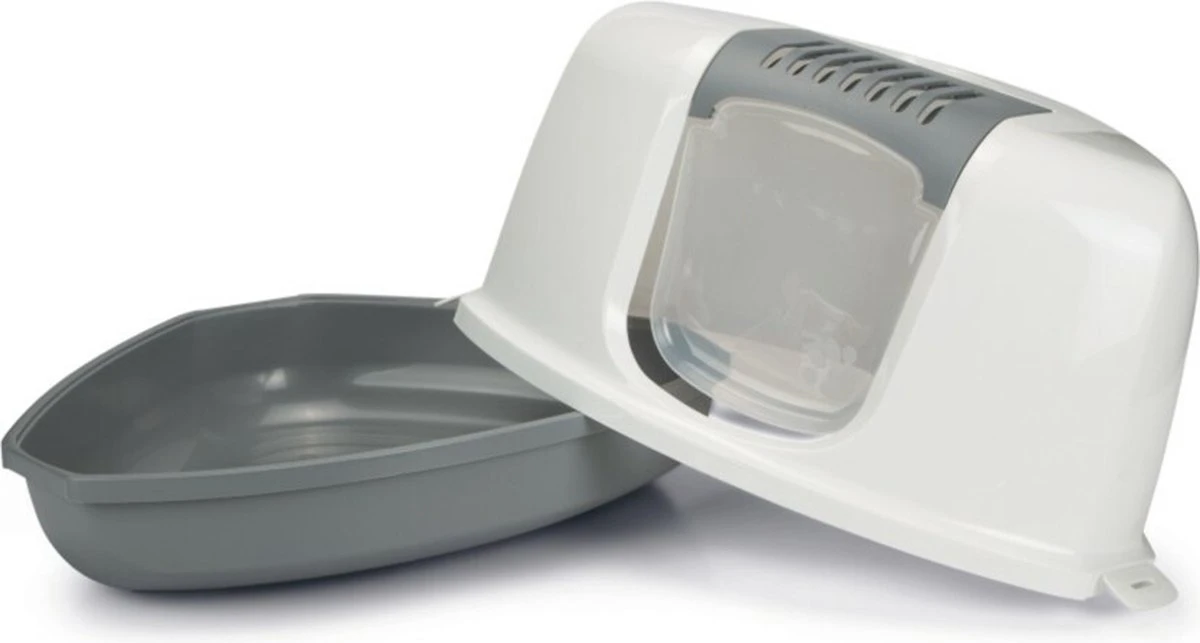 Savic Hoek Kattenbak Nestor Grijs / Wit - 58.5X45.5X40 CM 5 Savic Hoek Kattenbak Nestor Grijs / Wit - 58.5X45.5X40 CM - Afbeelding 3