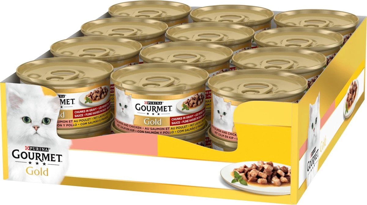 Gourmet Gold Fijne Hapjes - Kattenvoer Natvoer - Zalm & Kip - 24 X 85 Gr 9 Gourmet Gold Fijne Hapjes - Kattenvoer Natvoer - Zalm & Kip - 24 X 85 Gr - Afbeelding 7