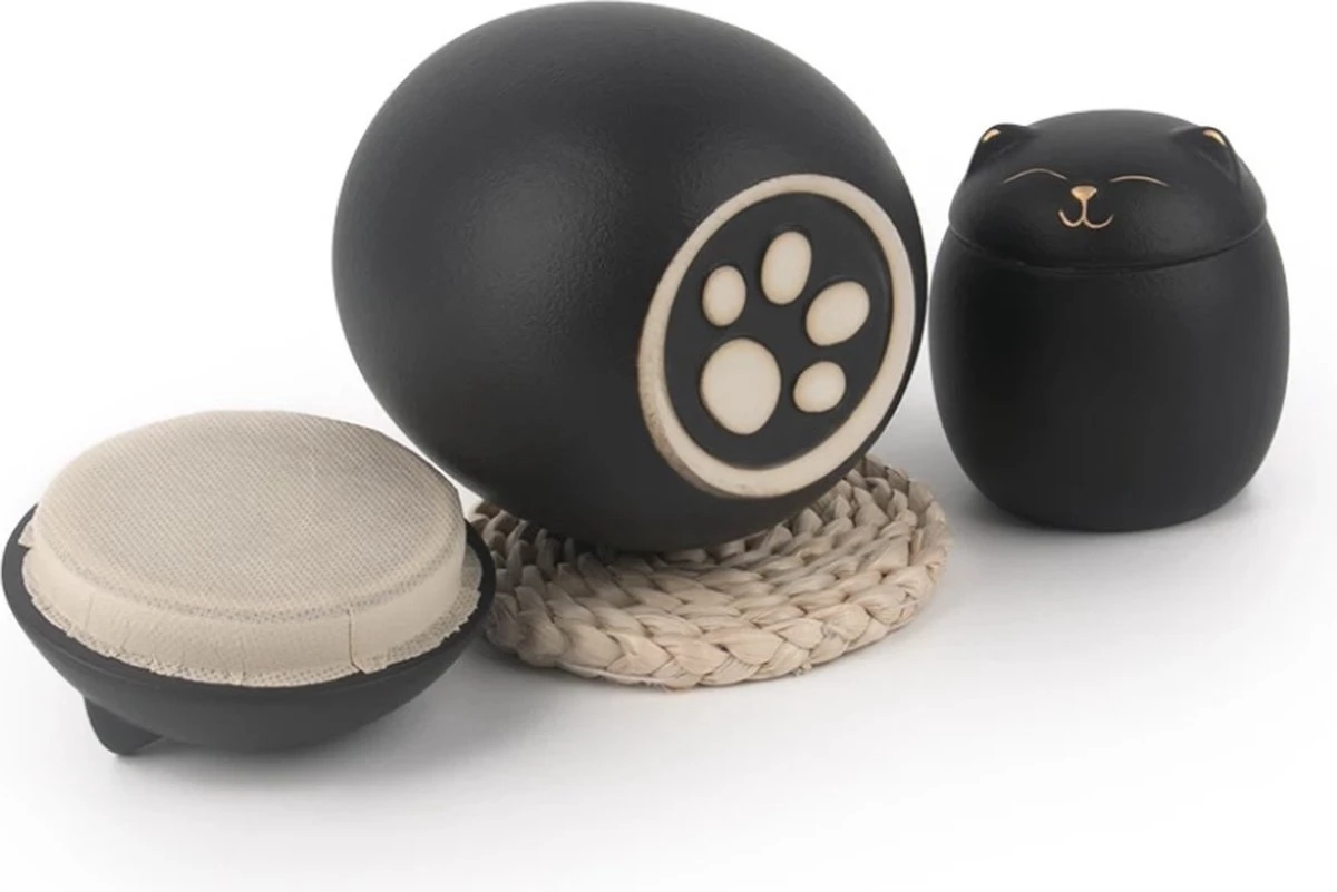 Zwarte Poezen Mini Urntje 3 Zwarte Poezen Mini Urntje