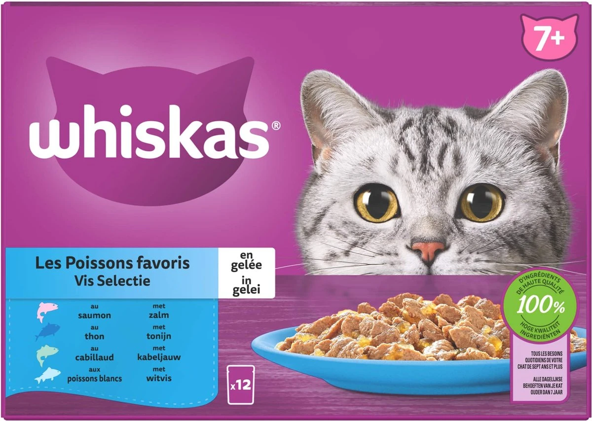 Whiskas 7+ Natvoer - Vis - Selectie In Gelei - Maaltijdzakjes 48 X 85 G 5 Whiskas 7+ Natvoer - Vis - Selectie In Gelei - Maaltijdzakjes 48 X 85 G - Afbeelding 3