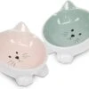Navaris Voerbakjes Voor Katten - Set Van 2 Voer- En Waterbakken - Etensbak Van Keramiek - Met Antislip Voetjes - Kattenvorm - Roze/Groen 1 Navaris Voerbakjes Voor Katten - Set Van 2 Voer- En Waterbakken - Etensbak Van Keramiek - Met Antislip Voetjes - Kattenvorm - Roze/Groen -Winkel Voor Kattenbenodigdheden 1200x882