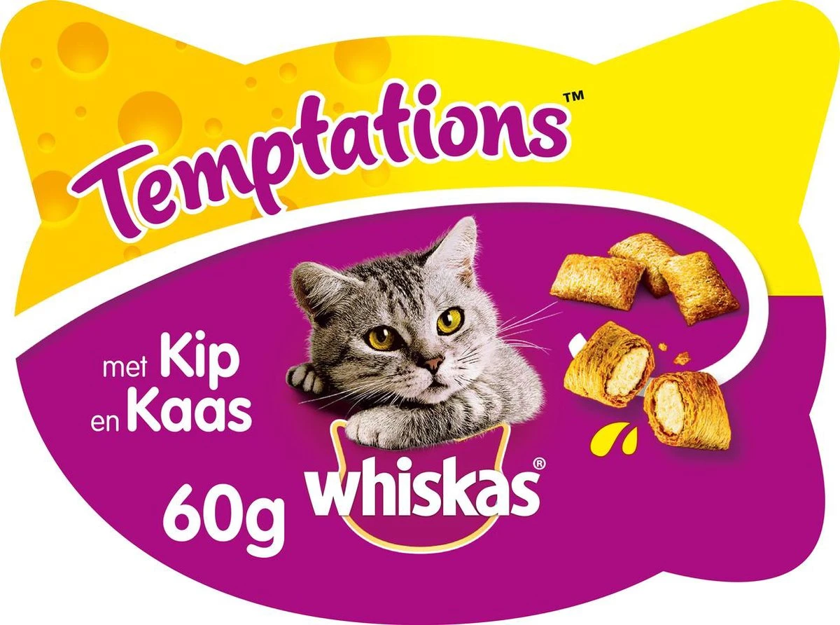 Whiskas Temptations Kattensnacks - Kip En Kaas - 8 X 60 Gr 3 Whiskas Temptations Kattensnacks - Kip En Kaas - 8 X 60 Gr