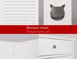 WONDERMAKE® Grote Kattenkast Houten Voor Kattenbak Kattentoilet, XL-kattenbak Dressoir Kastje Met Schuiflade, Designer Kattenhuis Met Kattenhol Kattenbakkast, Kasten Kast Voor Katten Binnen Hoog, 51 X 46 X 96 Cm, Wit -Winkel Voor Kattenbenodigdheden 1200x922 6