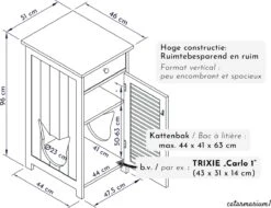 WONDERMAKE® Grote Kattenkast Houten Voor Kattenbak Kattentoilet, XL-kattenbak Dressoir Kastje Met Schuiflade, Designer Kattenhuis Met Kattenhol Kattenbakkast, Kasten Kast Voor Katten Binnen Hoog, 51 X 46 X 96 Cm, Wit -Winkel Voor Kattenbenodigdheden 1200x923 2