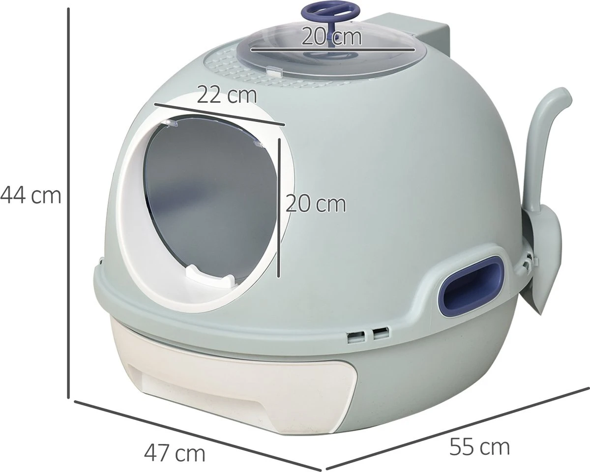 PawHut Kattentoilet Kattenbak Dakraam Bodembak Schep Draagbaar PP ABS D31-012 10 PawHut Kattentoilet Kattenbak Dakraam Bodembak Schep Draagbaar PP ABS D31-012 - Afbeelding 8