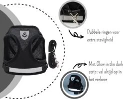 Merkloos Kittentuigje - Kattentuigje Reflecterend - Kattenharnas - Kattentuig Met Looplijn - Zwart - Maat XS -Winkel Voor Kattenbenodigdheden 1200x967 4