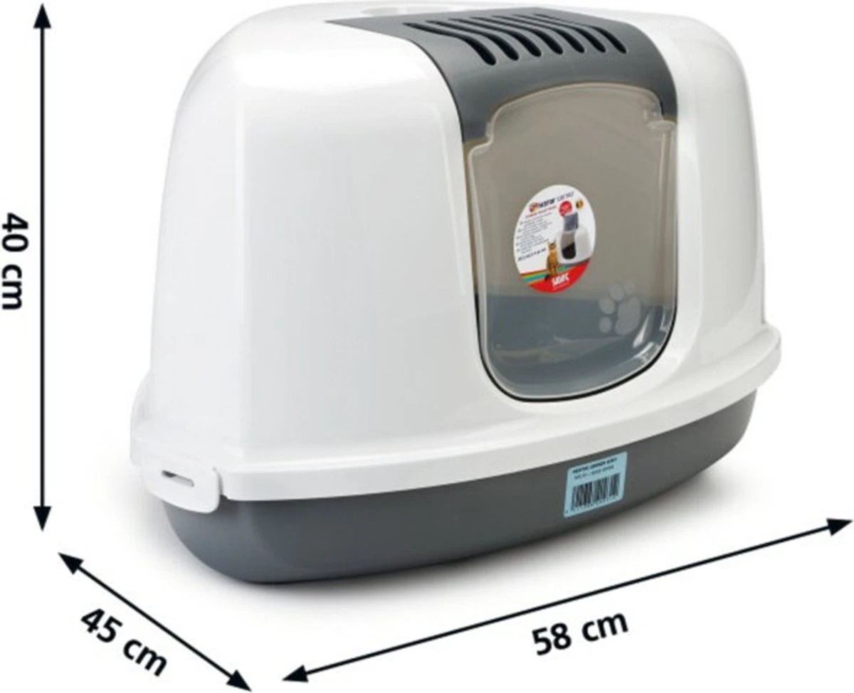 Savic Hoek Kattenbak Nestor Grijs / Wit - 58.5X45.5X40 CM 4 Savic Hoek Kattenbak Nestor Grijs / Wit - 58.5X45.5X40 CM - Afbeelding 2