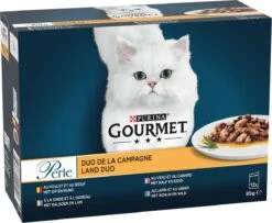 Gourmet Perle Duo – Kattenvoer Natvoer – Met Kip En Rund, Kalkoen En Lam, Kalf En Eend, Konijn En Wild – 48 X 85 Gr -Winkel Voor Kattenbenodigdheden 1200x984